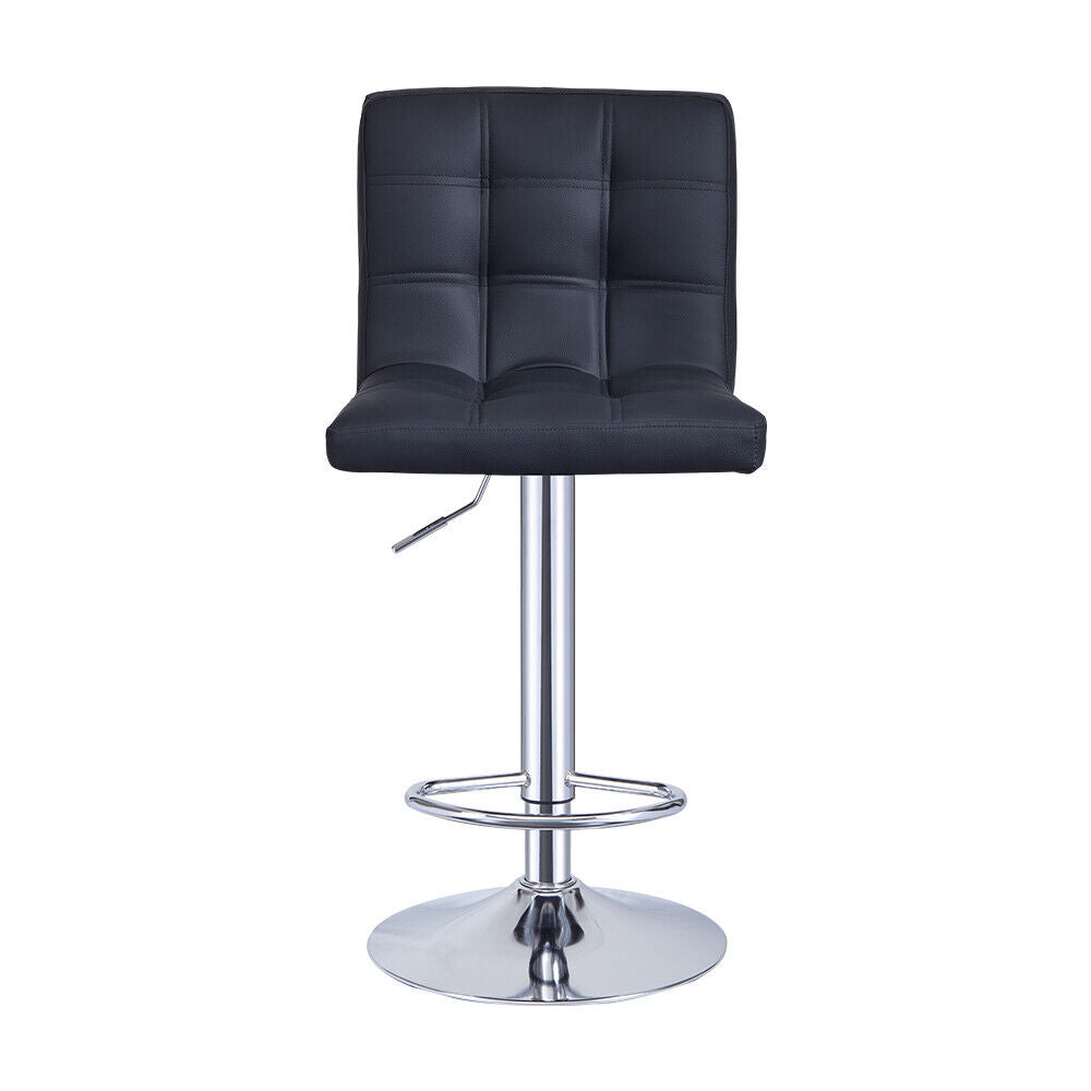Bar Stools Set of 2 PU Leather Swivel Height Adjustable Bar Chairs With Backrest