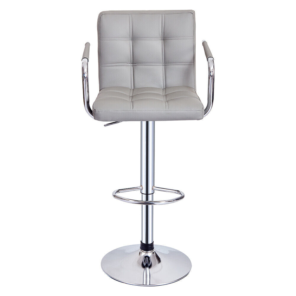 Bar Stools Set of 2 PU Leather Swivel Height Adjustable Bar Chairs With Backrest