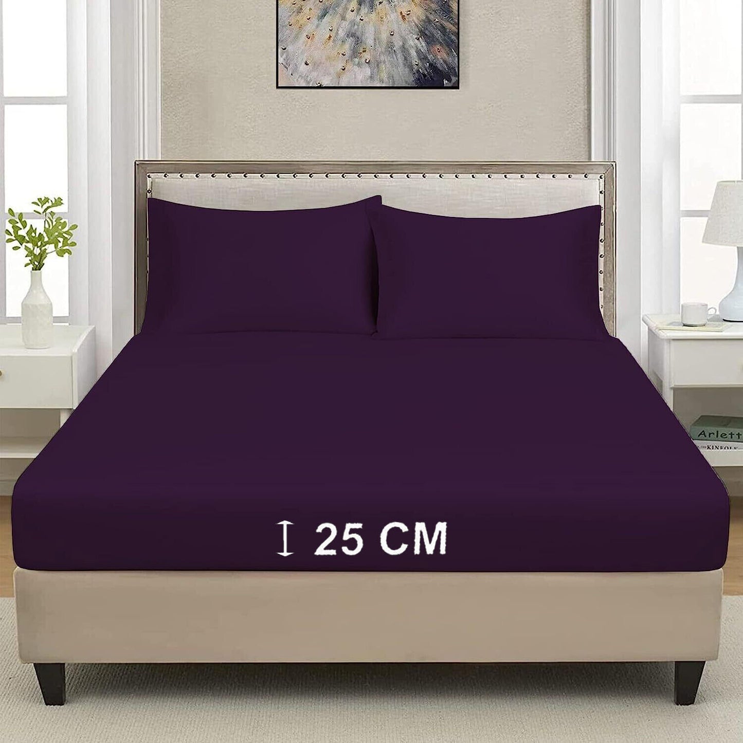 Extra Deep 25cm Fitted Sheet 100% Poly Cotton Single Double King Size Bed Sheets