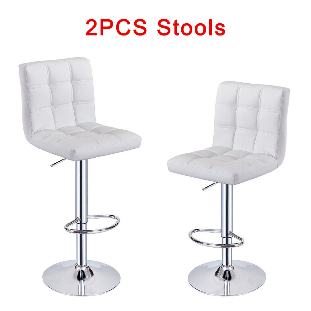 Bar Stools Set of 2 PU Leather Swivel Height Adjustable Bar Chairs With Backrest