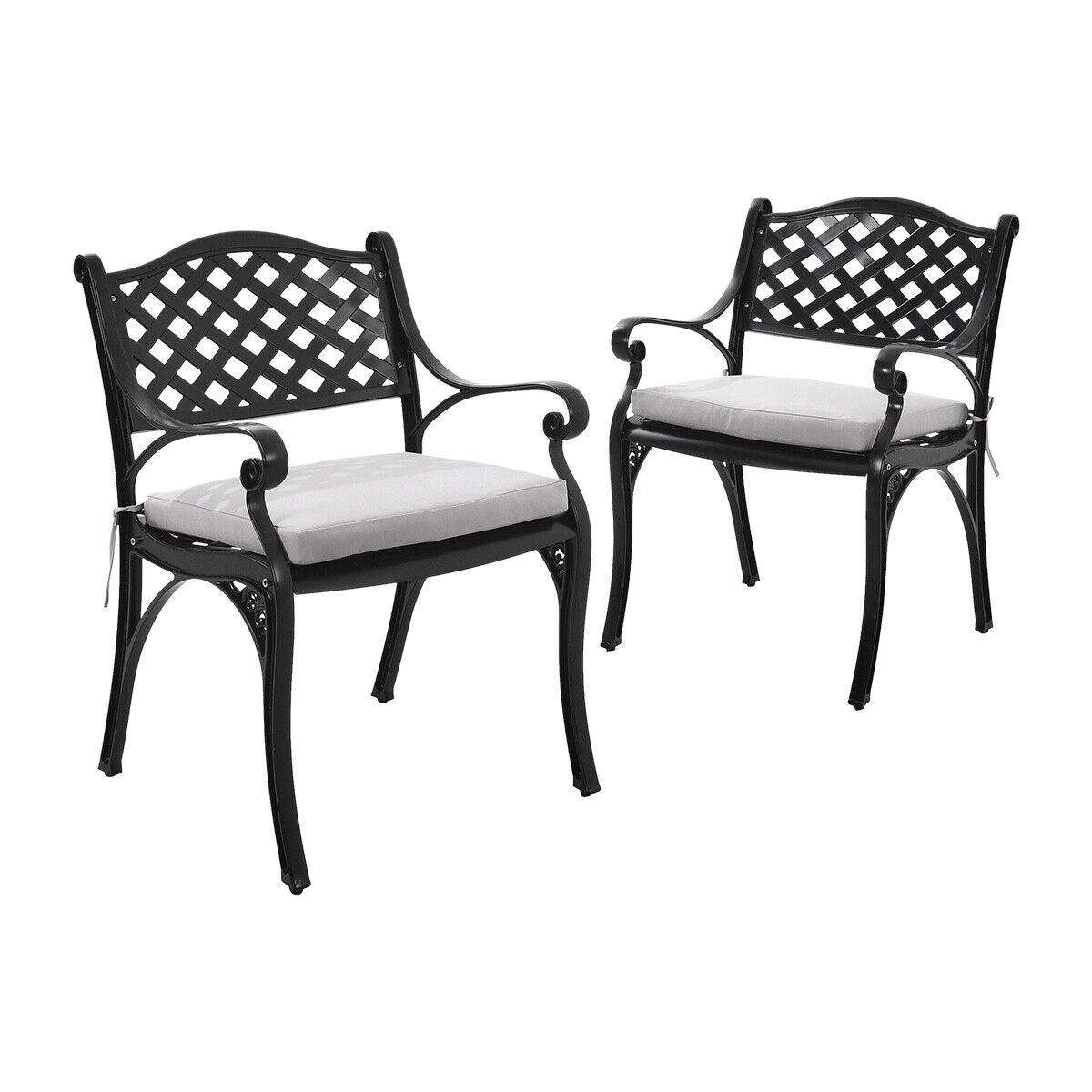 Aluminium Cafe Bistro Set Garden Furniture Table & Chair Patio Cast Black White