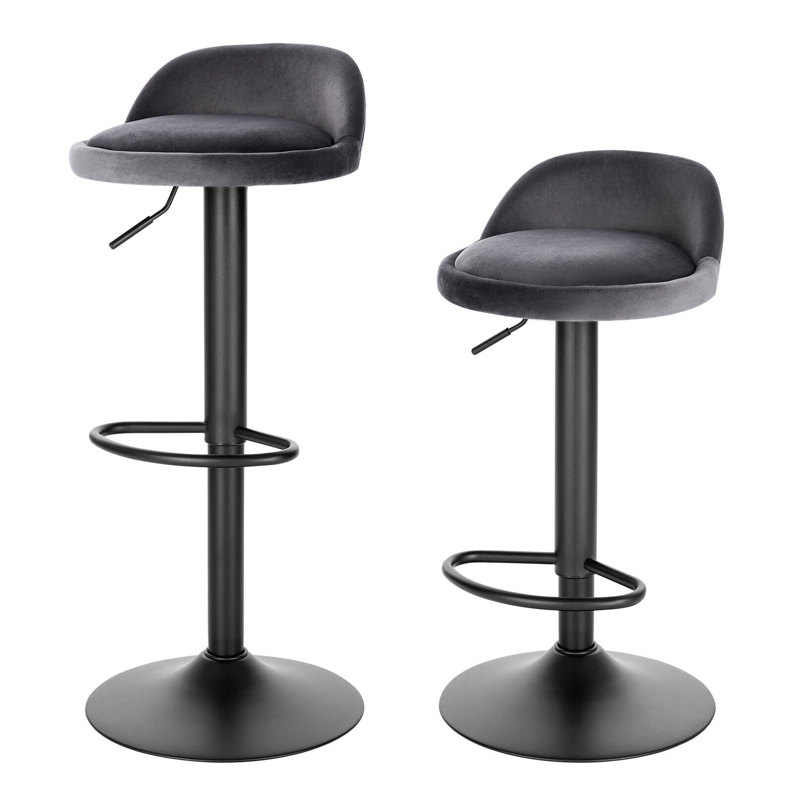 2/4/6x Velvet Padded Bar Stools Swivel Gas Lift Adjustable Height Pub Cafe Chars