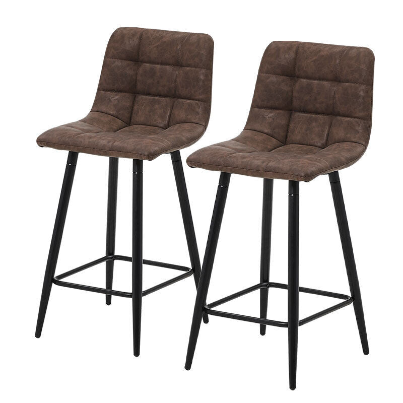 Bar Stools X2 Faux Leather Bar Chairs With Footrest Kitchen Furniture Modern