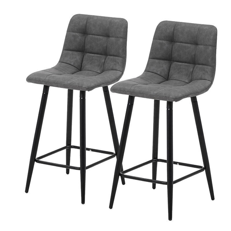 Bar Stools X2 Faux Leather Bar Chairs With Footrest Kitchen Furniture Modern