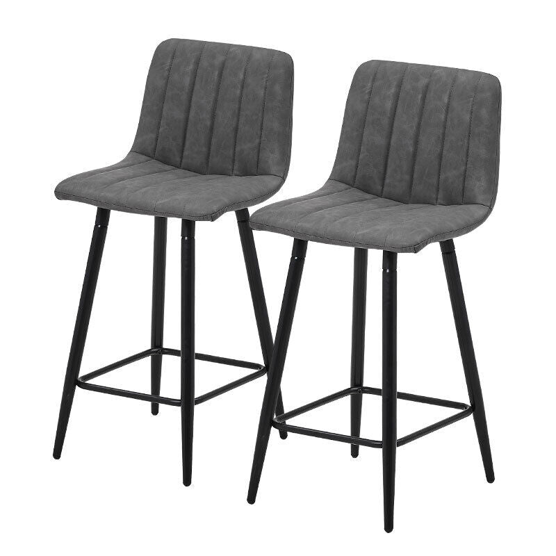 Bar Stools X2 Faux Leather Bar Chairs With Footrest Kitchen Furniture Modern