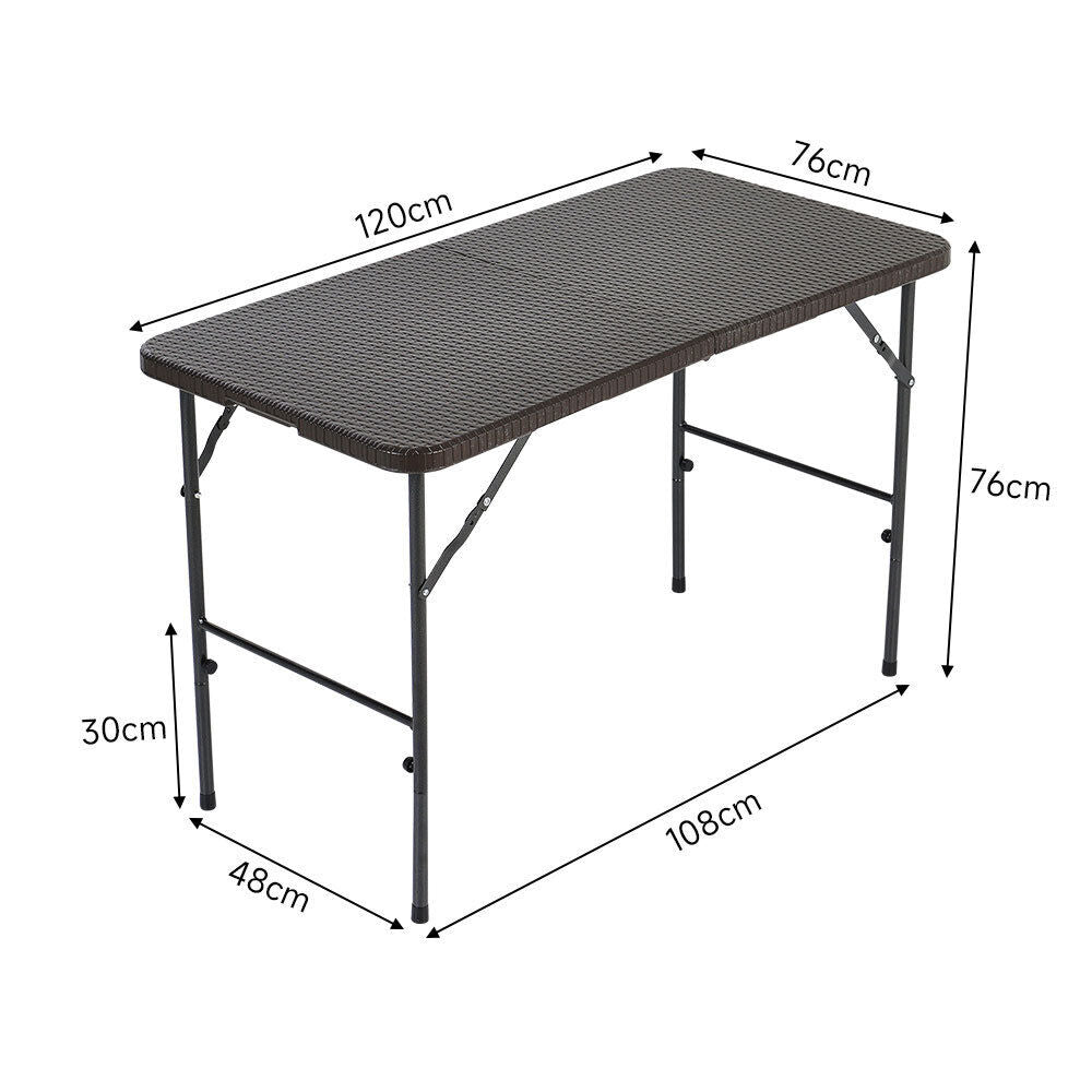Rattan Garden Dining Table and Chairs Set Folding Camping BBQ Picnic Table Bench