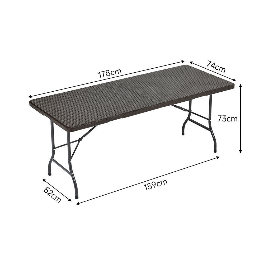 Rattan Garden Dining Table and Chairs Set Folding Camping BBQ Picnic Table Bench