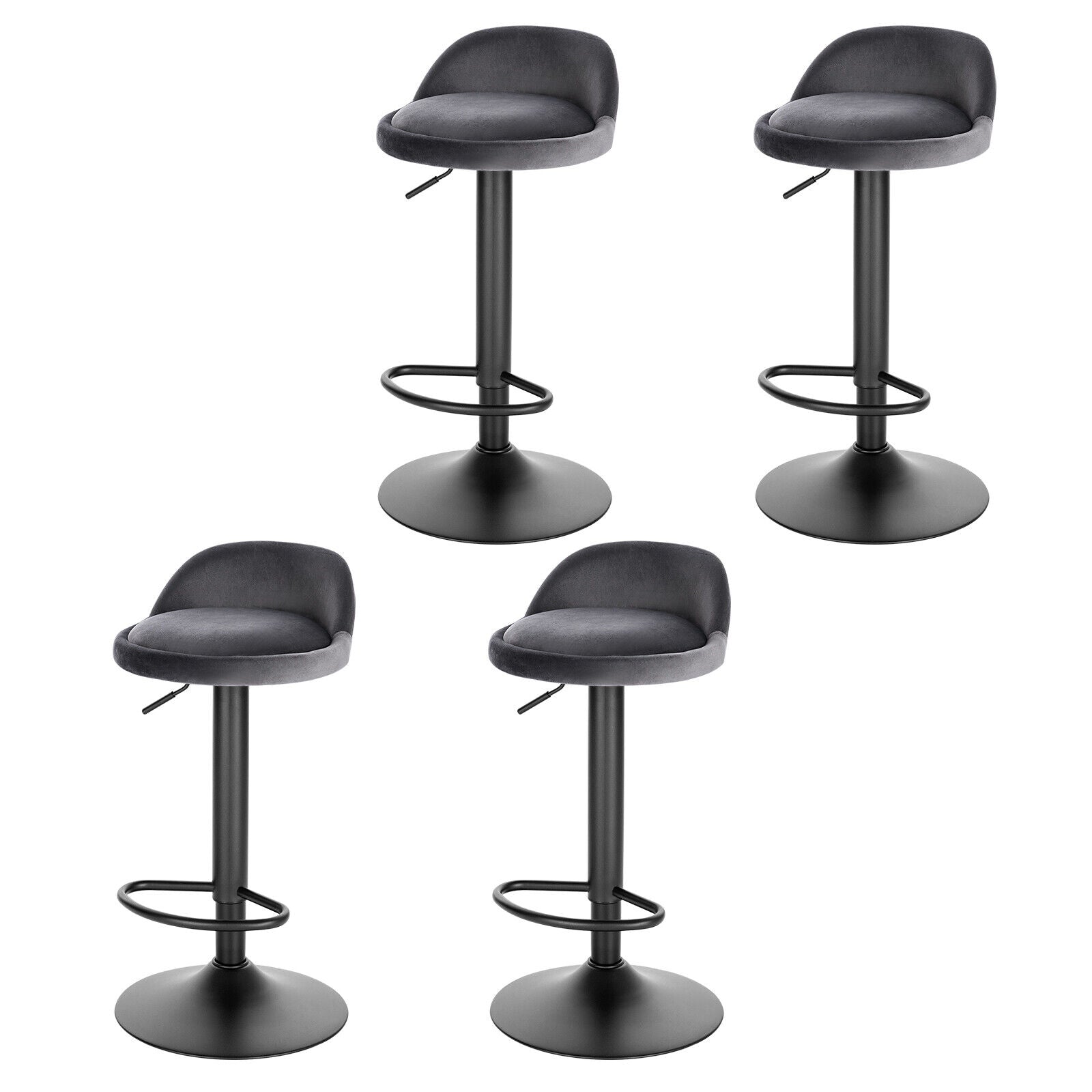 2/4/6x Velvet Padded Bar Stools Swivel Gas Lift Adjustable Height Pub Cafe Chars