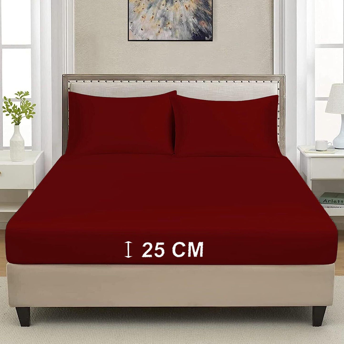 Extra Deep 25cm Fitted Sheet 100% Poly Cotton Single Double King Size Bed Sheets