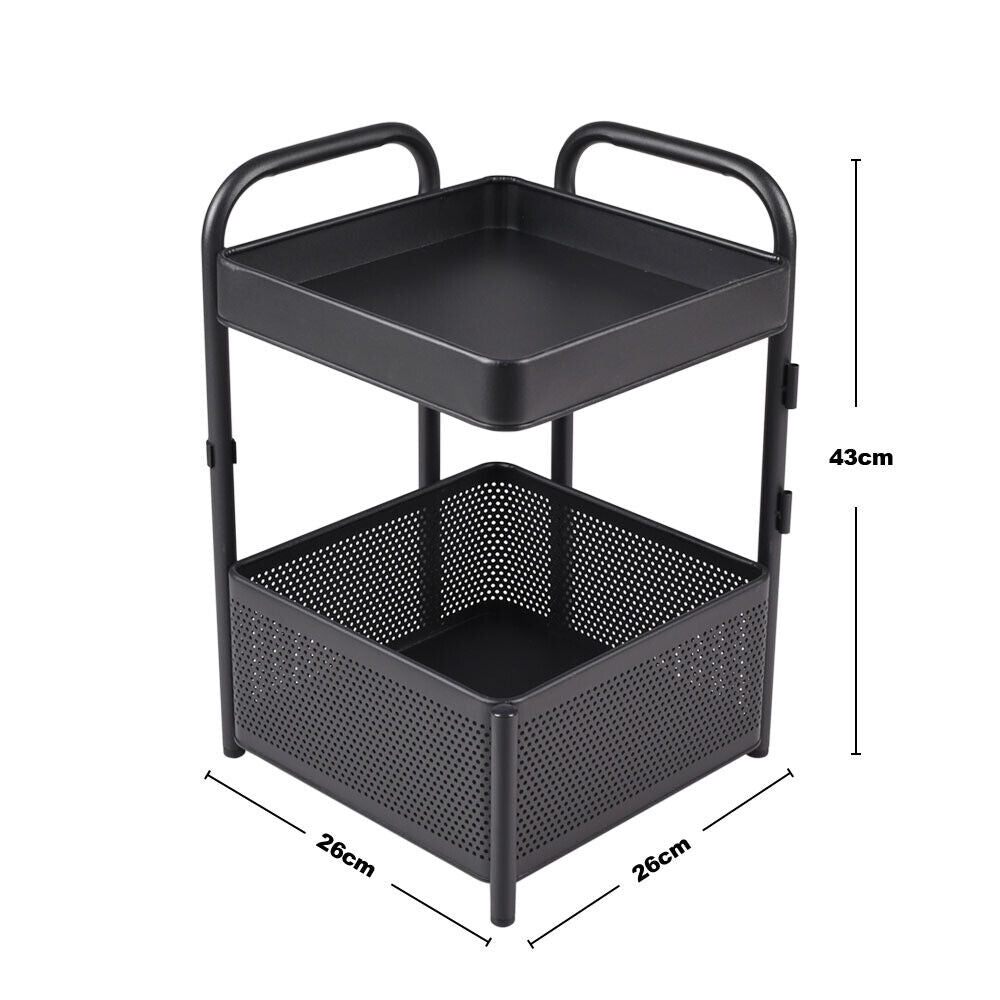 Mobile Metal Kitchen Rotating Storage Trolley Cart Utility Vegetable Shelf Rack