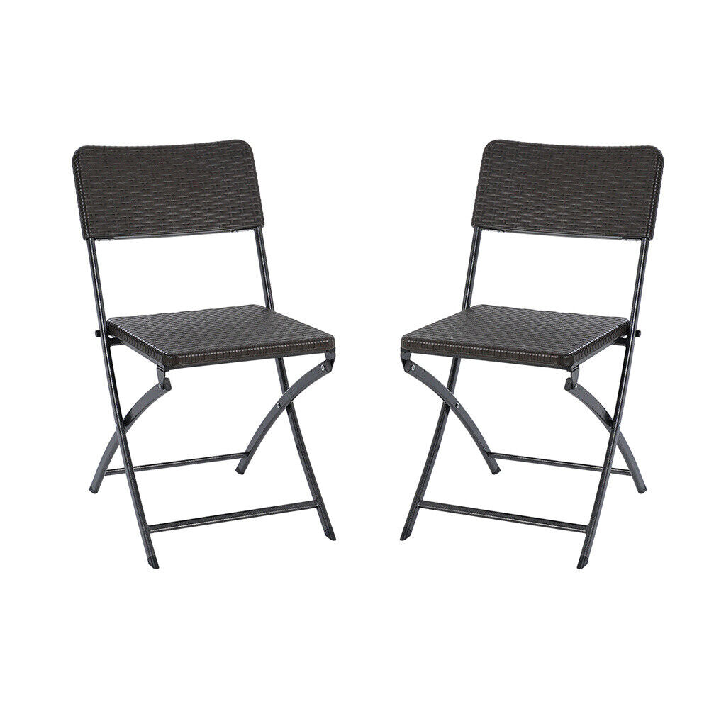 Rattan Garden Dining Table and Chairs Set Folding Camping BBQ Picnic Table Bench