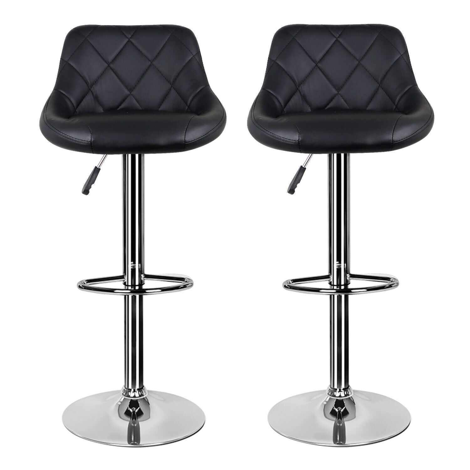 Bar Stools × 2 Padded Seat Faux Leather Swivel Home Kitchen Breakfast Muti Types