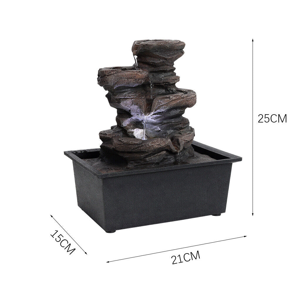 Garden Water Feature Fountain LED Lights Indoor Outdoor Statue Electric Powered
