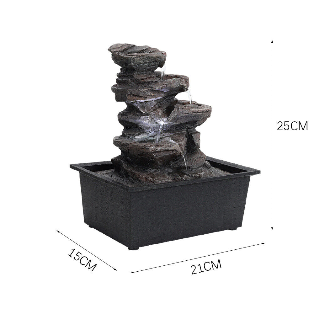 Garden Water Feature Fountain LED Lights Indoor Outdoor Statue Electric Powered