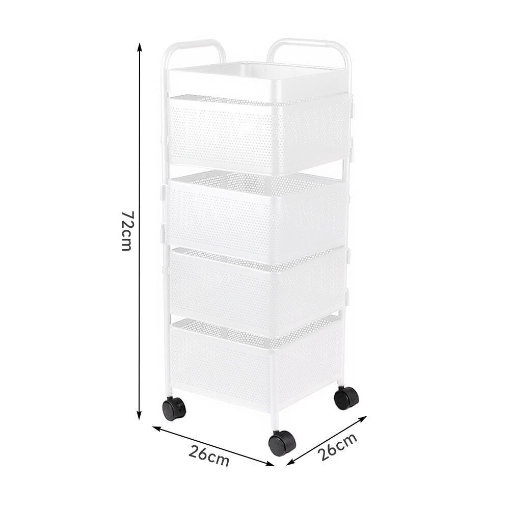 Mobile Metal Kitchen Rotating Storage Trolley Cart Utility Vegetable Shelf Rack