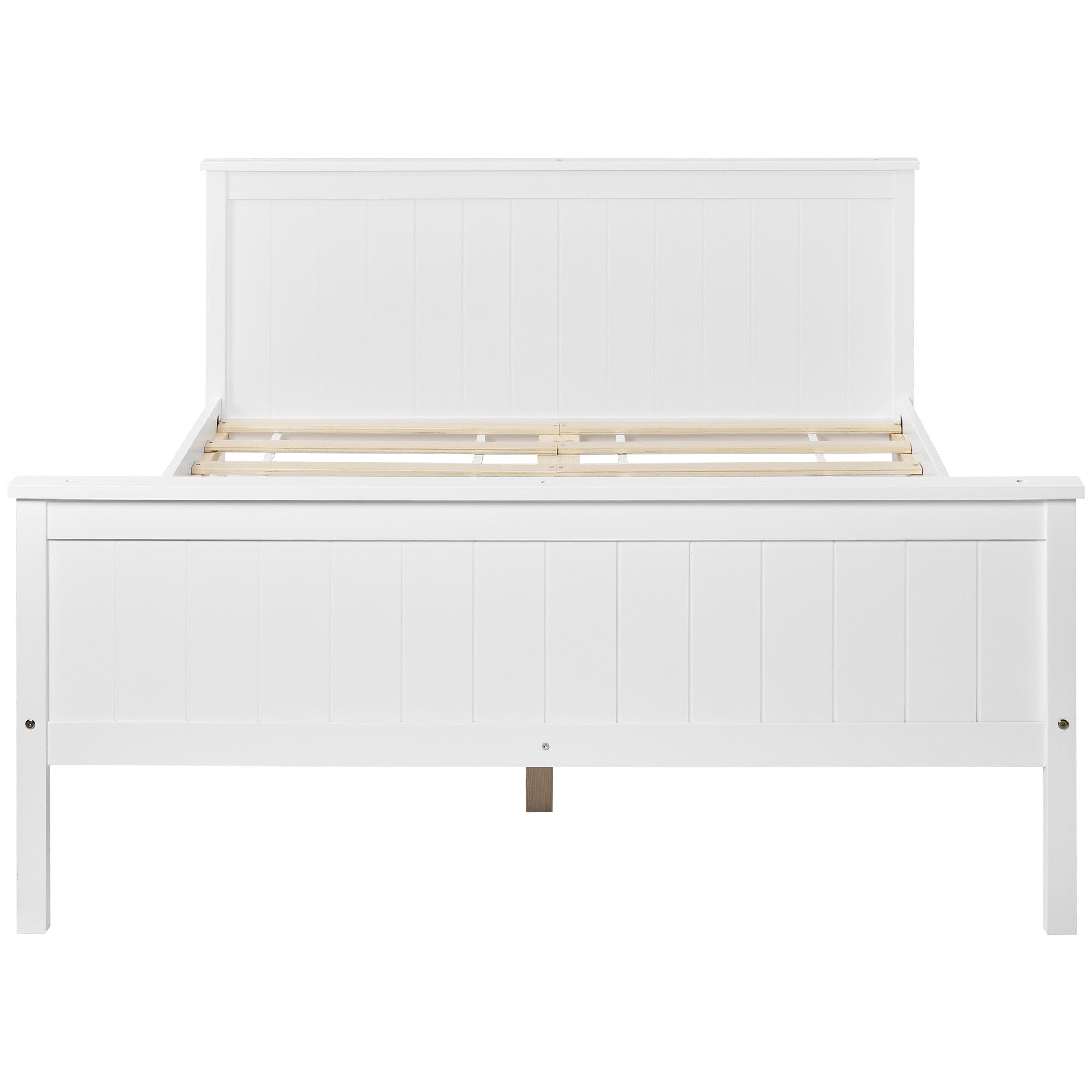 Single Double Bed Frame Solid Wooden for Adult Children Bedroom Furniture White