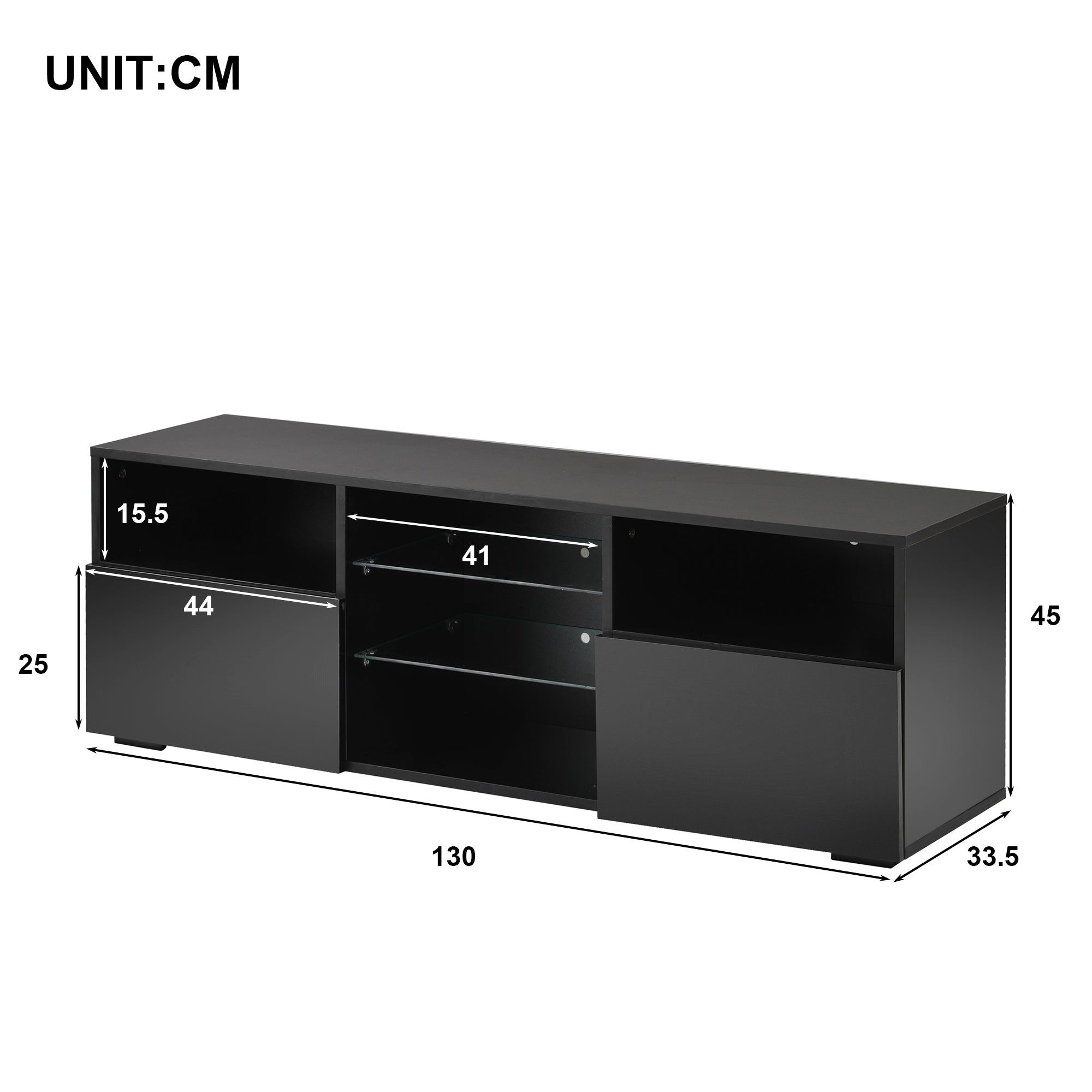 Modern TV Unit TV Stand Media Cabinet Sideboard Storage with LED RGB Lights