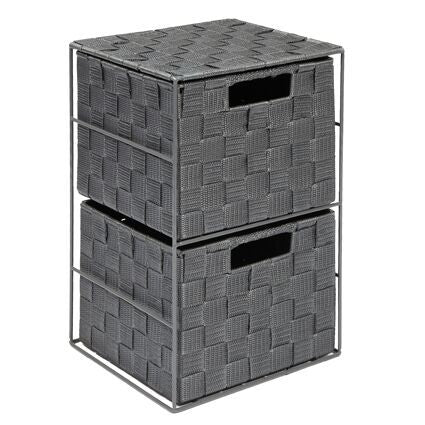 Woodluv 2 Drawer Woven Strap Storage Cabinet for Bedroom, Bathroom - 4 colours