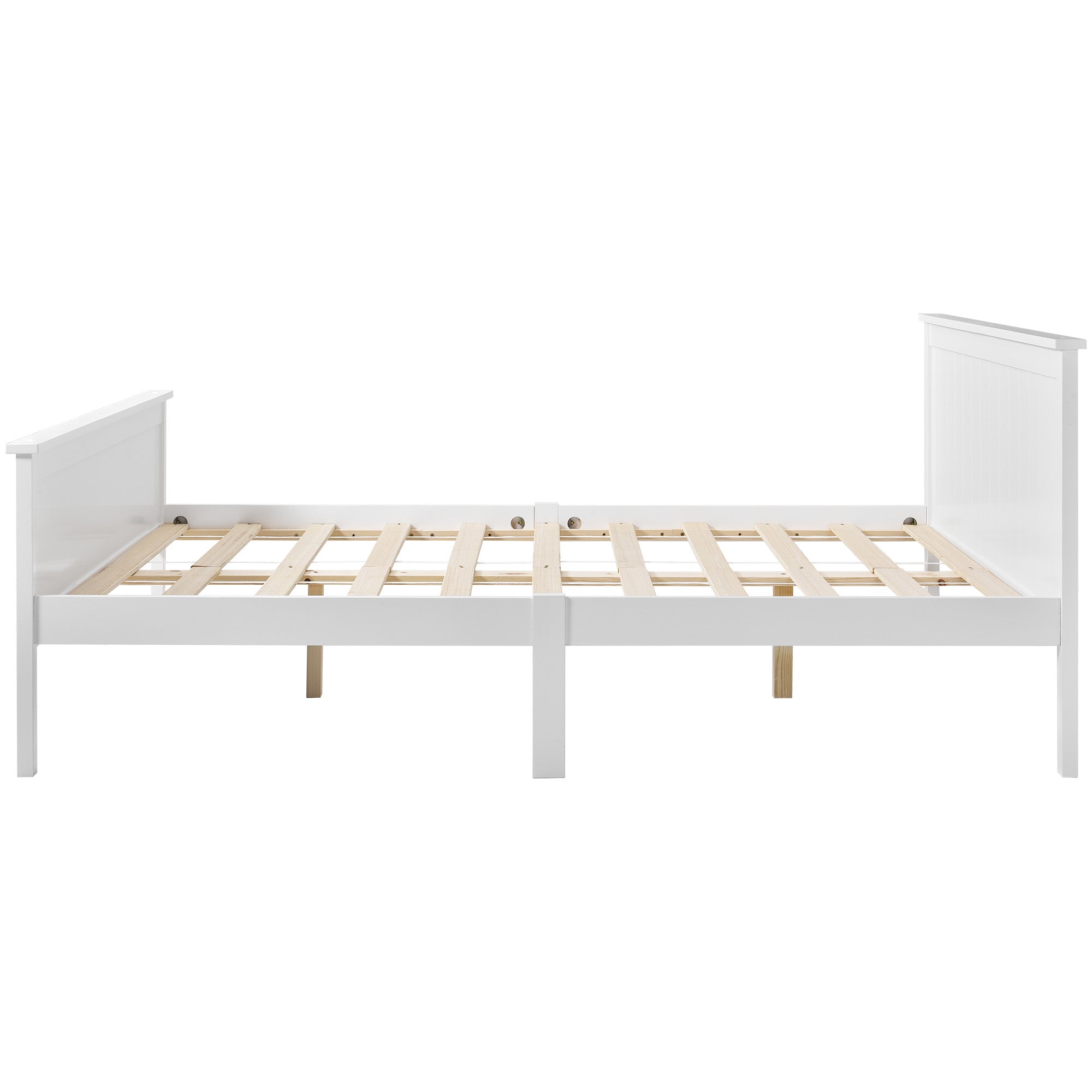 Single Double Bed Frame Solid Wooden for Adult Children Bedroom Furniture White