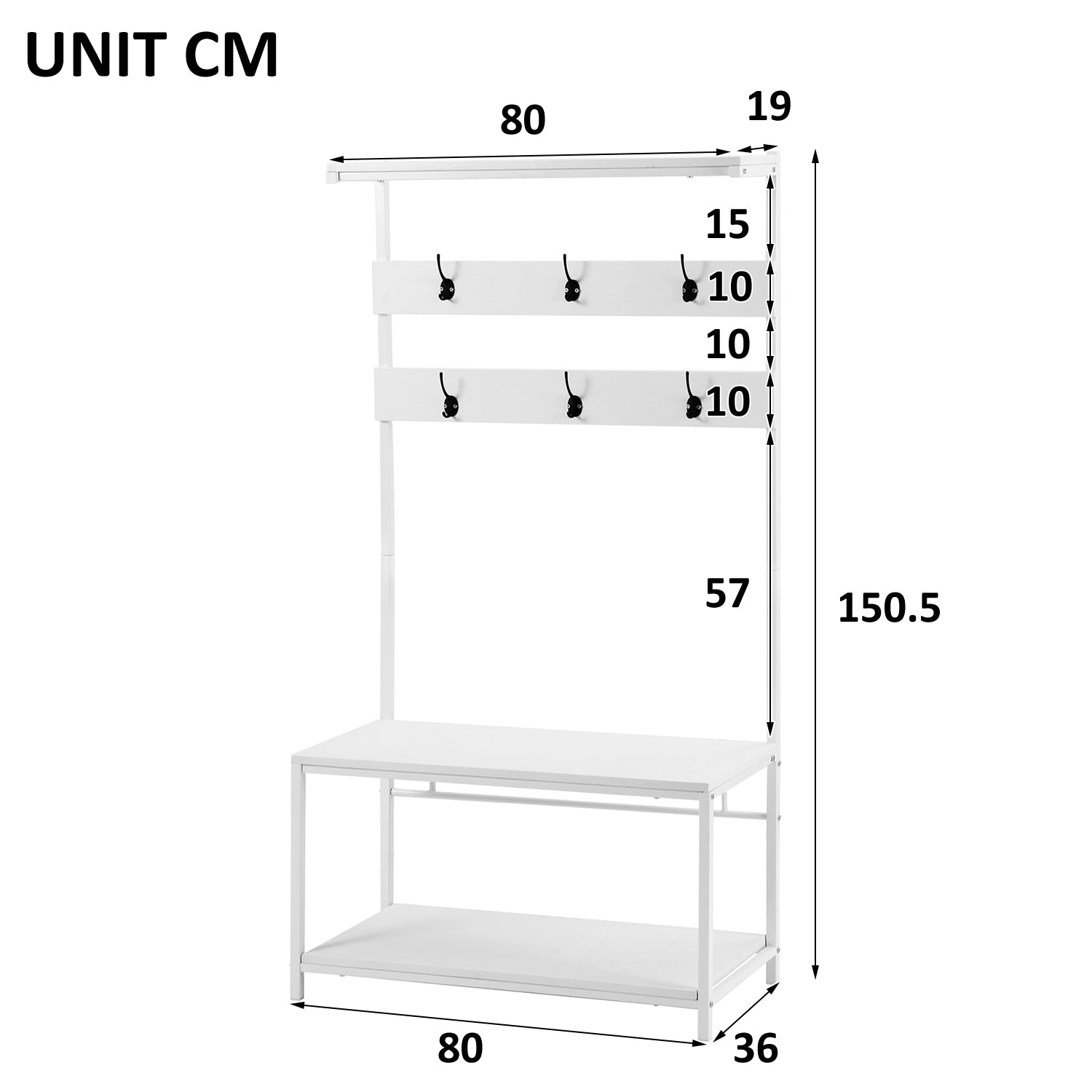 Hall Tree Hat and Coat Stand Hallway Shoe Rack Storage Organiser Free Standing