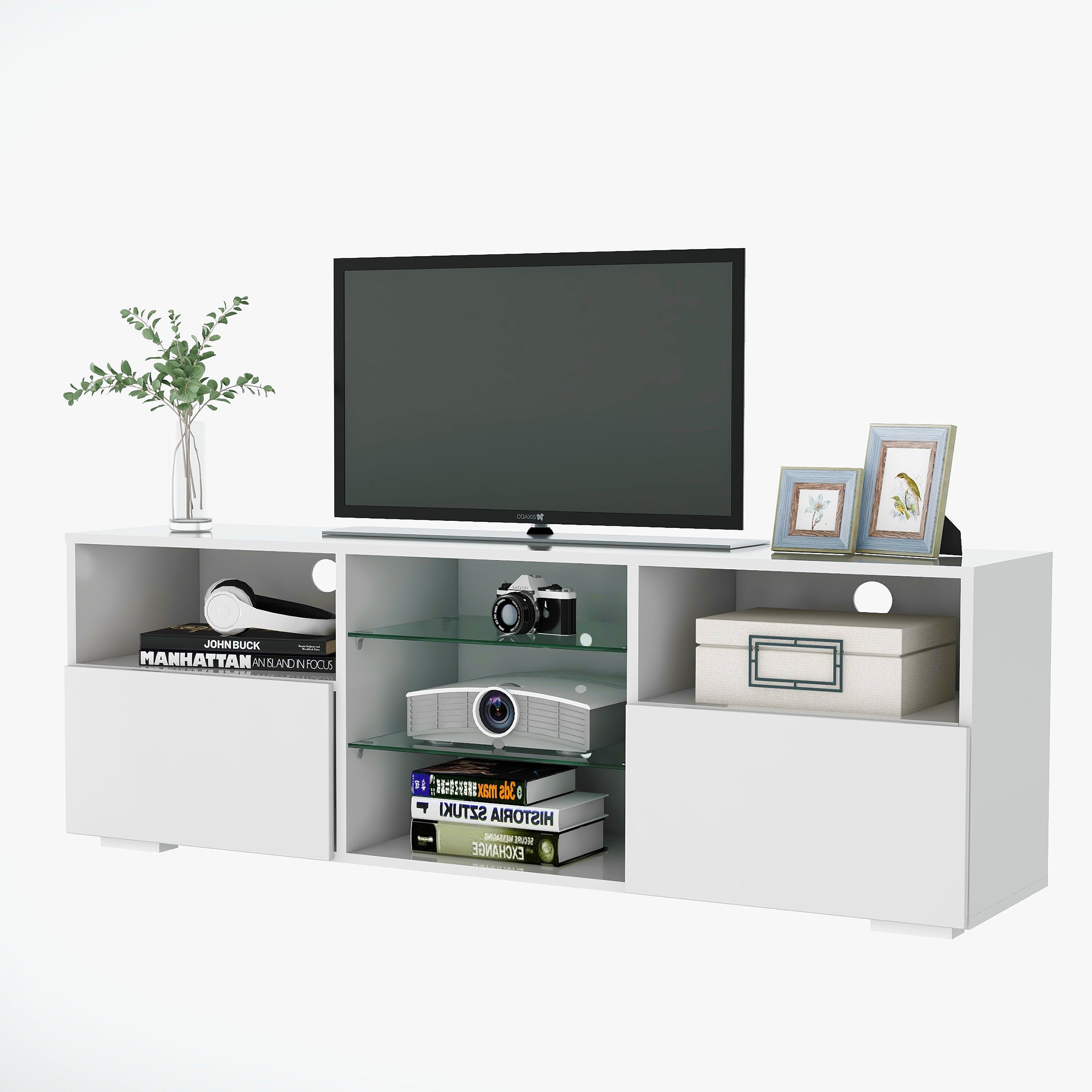 Modern TV Unit TV Stand Media Cabinet Sideboard Storage with LED RGB Lights