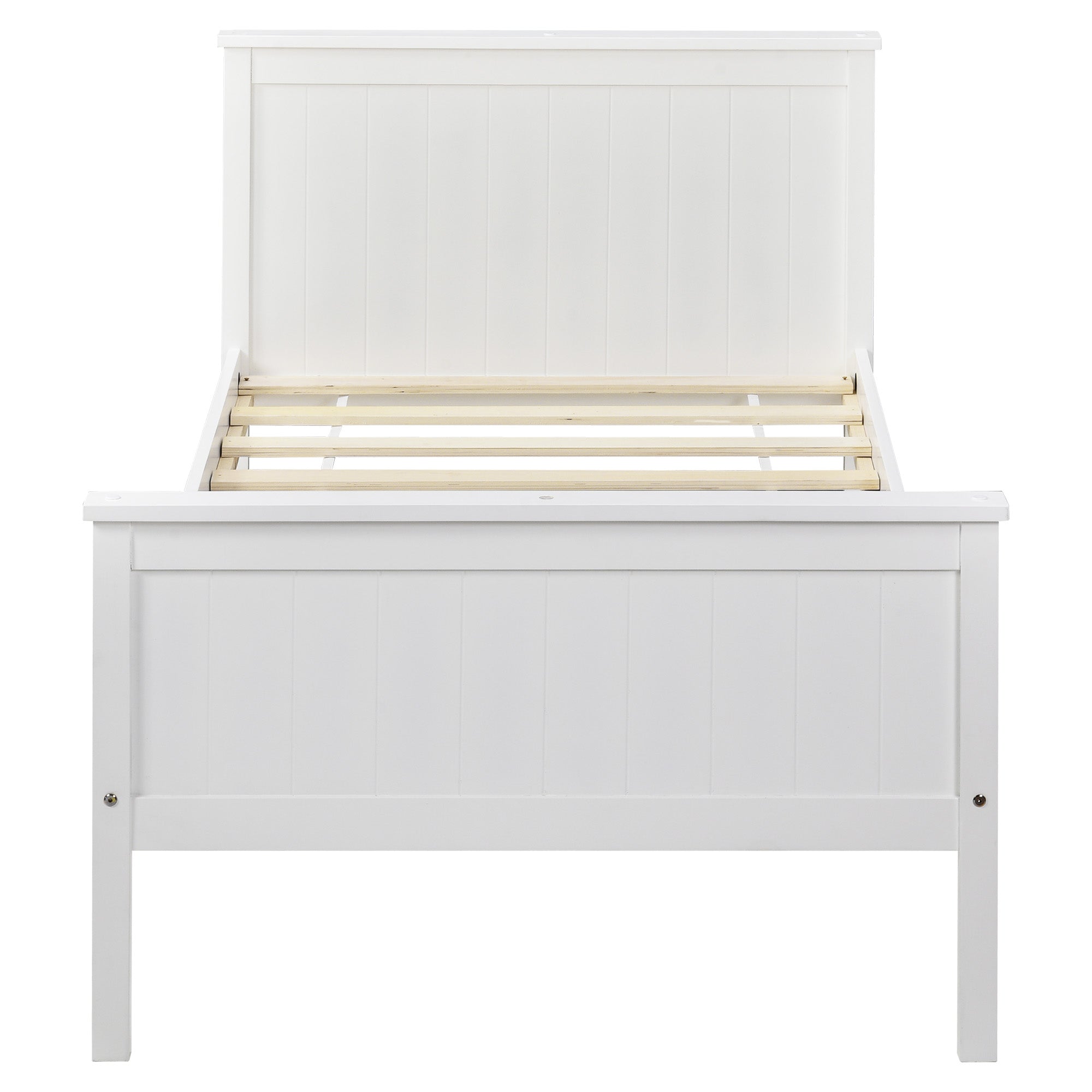 Single Double Bed Frame Solid Wooden for Adult Children Bedroom Furniture White