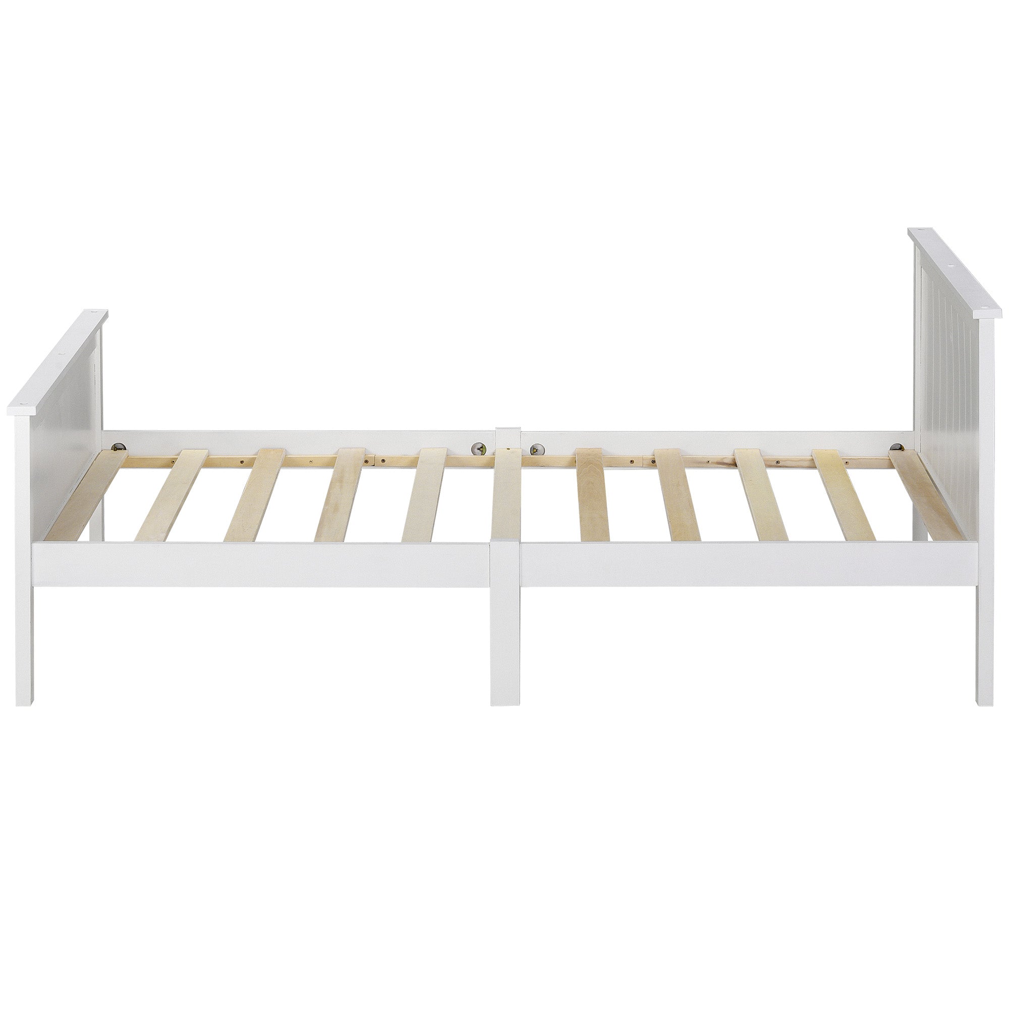 Single Double Bed Frame Solid Wooden for Adult Children Bedroom Furniture White
