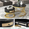 Modern Coffee Table Nesting Set of 2 Side Table Golden Frame Marble Effects HT
