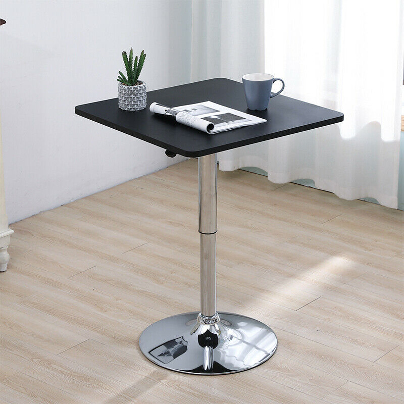 Bar Table Side Breakfast Table Adjustable Chrome 360 Swivel Bistro Black/White