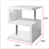 White High Gloss Coffee Table RGB LED Lights Wooden S-Shape Side Table Furniture