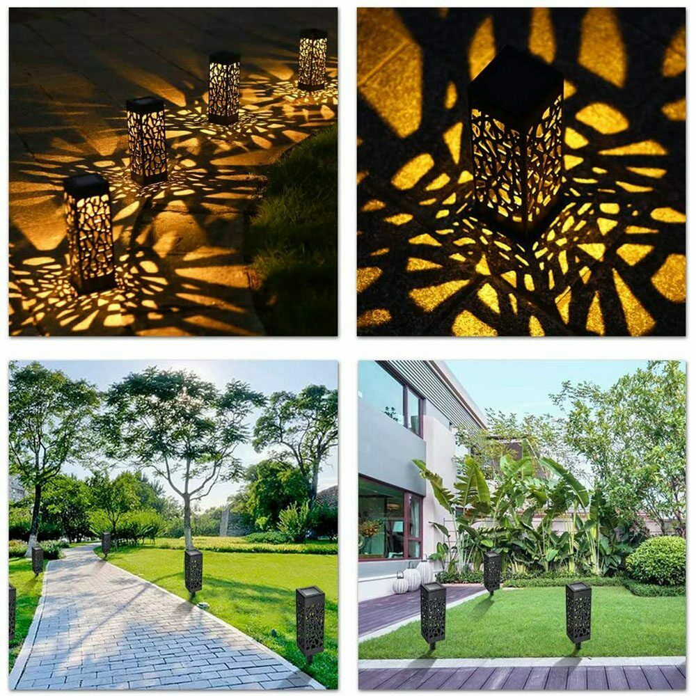 Solar Powered Garden Post Lights Waterproof LED Outdoor Yard Path Lighting UK