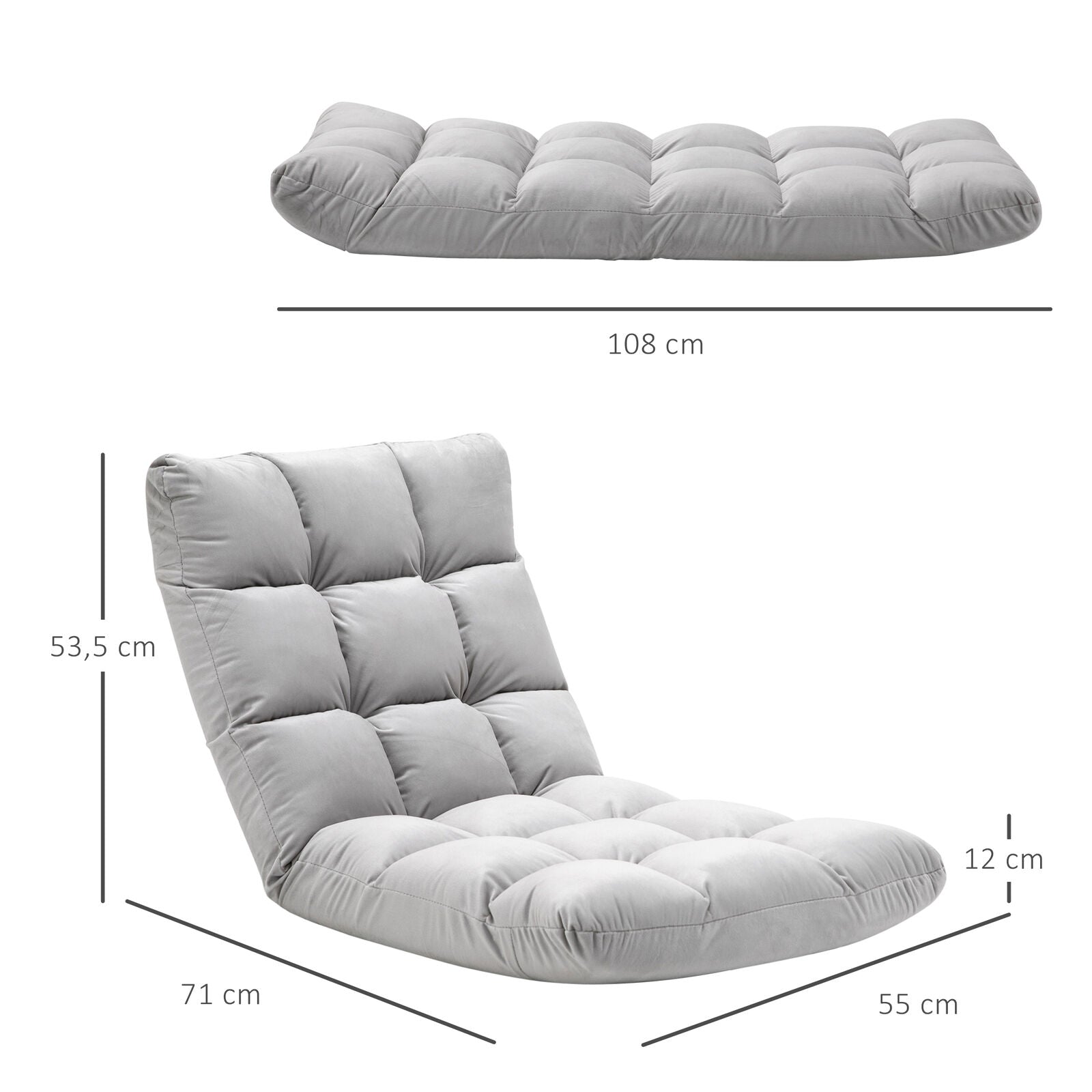 Adjustable Lazy Floor Sofa Chair Lounge Seat Gaming Couch Bed for Living Room