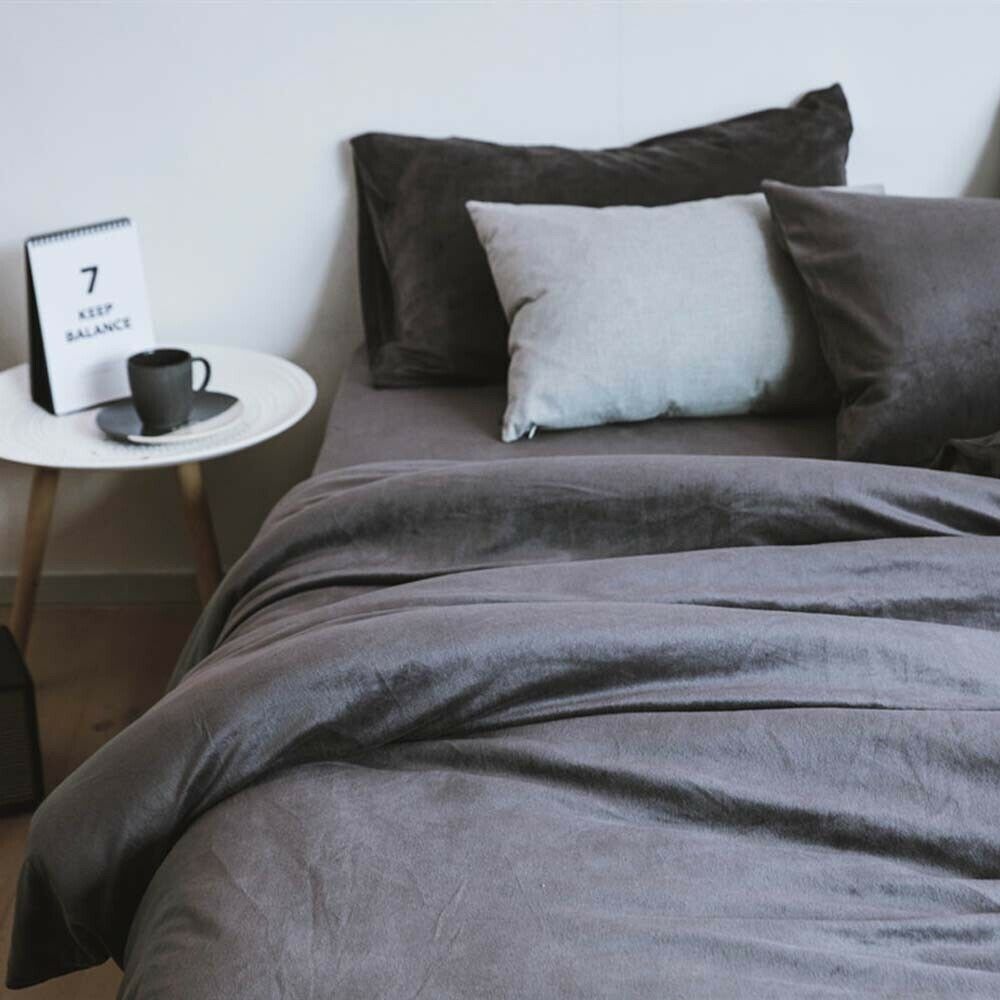 Single Teddy Fleece Duvet Cover with Pillow Case Thermal Warm Bedding Set