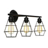 3-Light Industrial Bathroom Vanity Light Metal Wire Cage Wall Sconce Wall Lamp