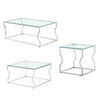 Console Coffee End Table Tinted Tempered Glass Furniture Chrome Crescent Leg