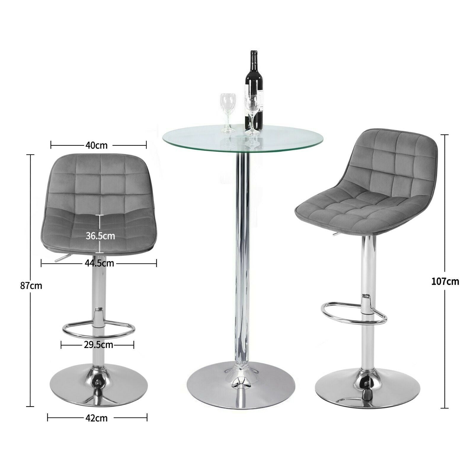 2×Bar Stools Leather / Velvet Chairs Breakfast Chair Swivel Gas Lift Adjustable