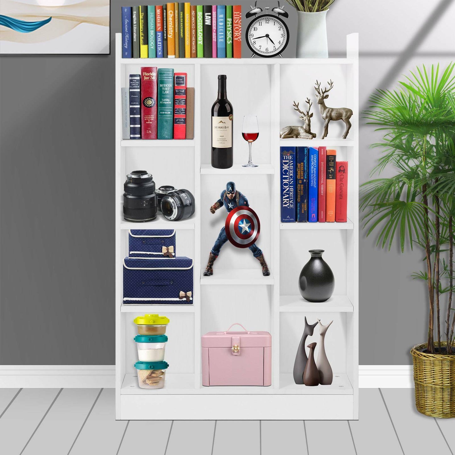 Shelving Book Shelf Unit 11 Cube Storage Bookcase Display Cabinet Wood Furniture