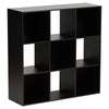 BLACK 9 CUBE MODULAR SHELVING DISPLAY UNIT 4 x GREY FABRIC STORAGE BOX