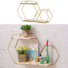 Hexagon Wall Mounted Shelf Display Rack Gold Metal Storage Shelving Home Decor