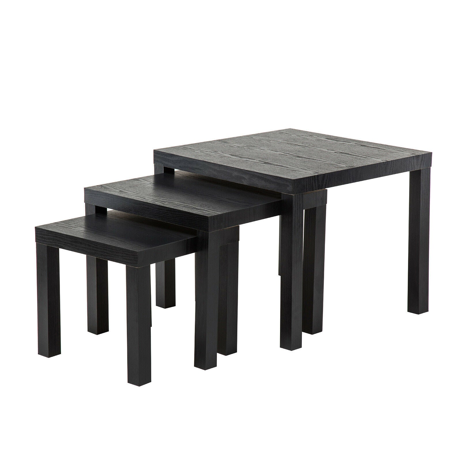 Nest of 3 Coffee Table Side Nested Table Living Room Furniture Black