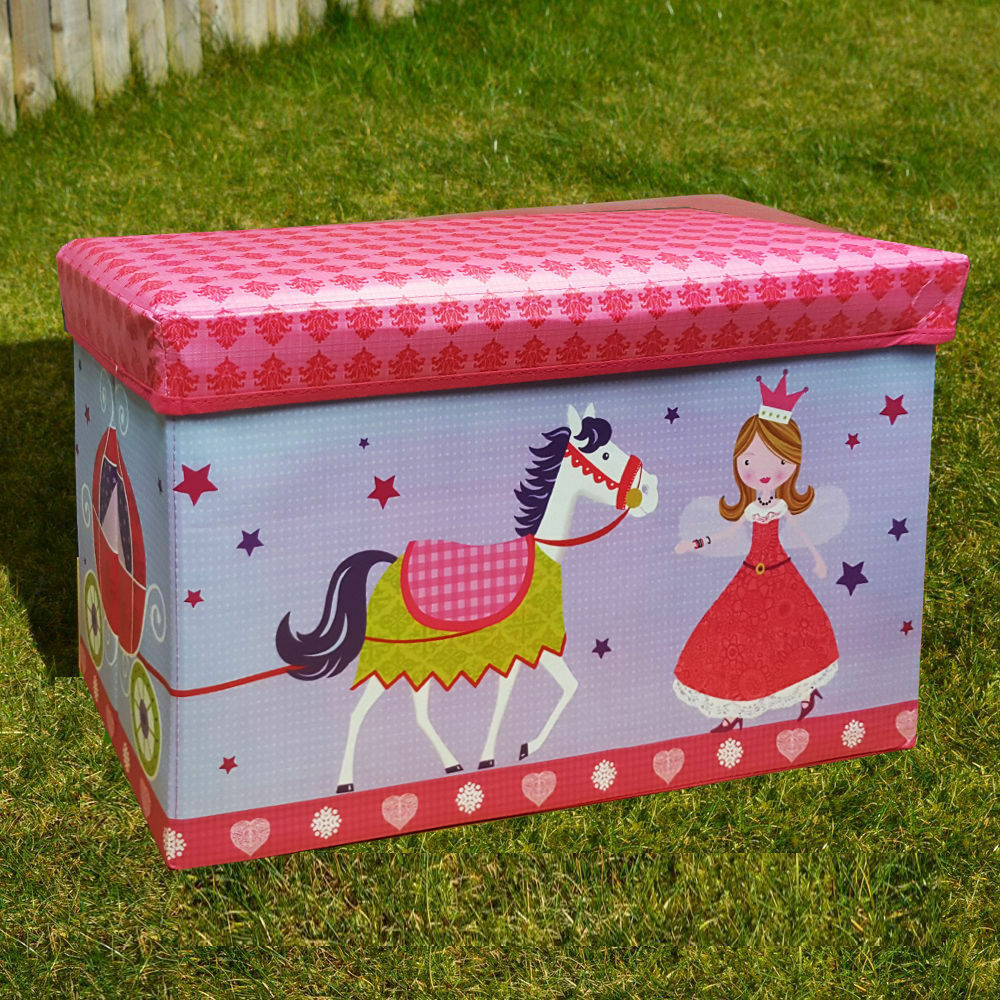 LARGE TOY BOX KIDS BOYS GIRLS STORAGE SEAT STOOL BOOKS CLOTHES CHEST CHILDREN