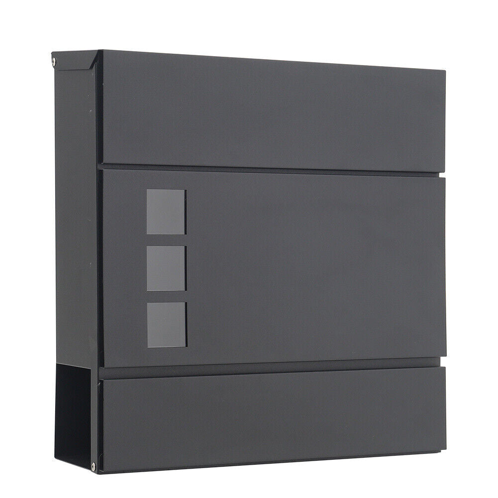 Home Garden Mail Box Lockable Post Letter Box w/Keys Door Porch Galvanised Steel