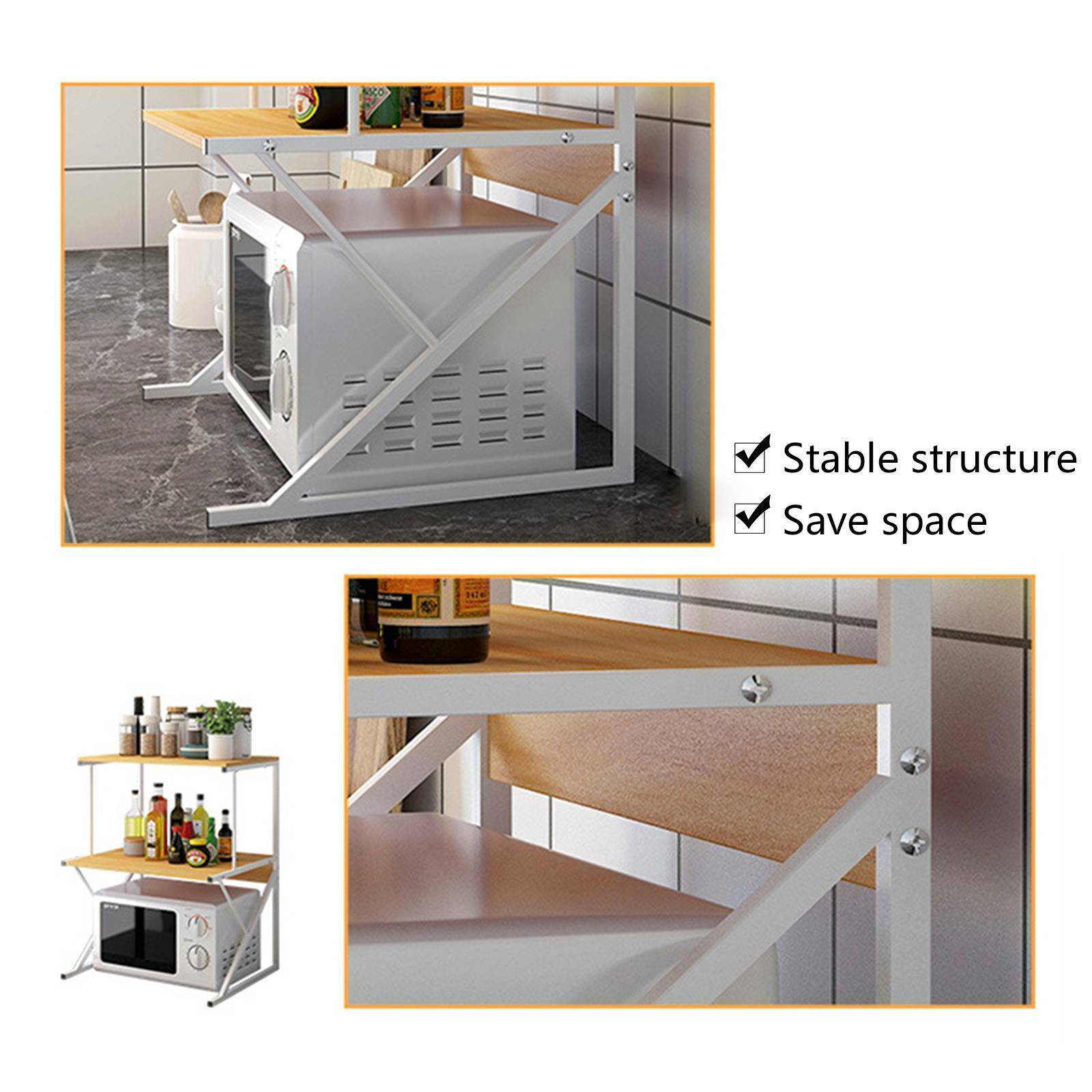 3 Tier Kitchen Shelf Microwave Oven Rack Stand Storage Metal Condiment Cabinet