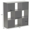 BLACK 9 CUBE MODULAR SHELVING DISPLAY UNIT 4 x GREY FABRIC STORAGE BOX