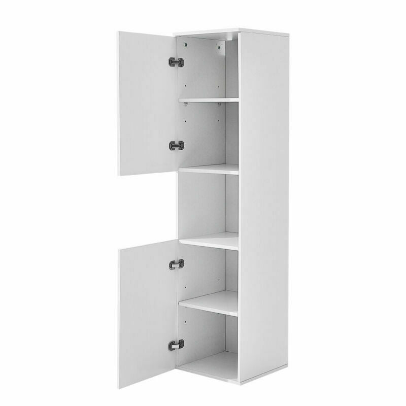 White High Tall Bathroom Cabinet Storage Furniture Unit Wall Hanged Cupboard