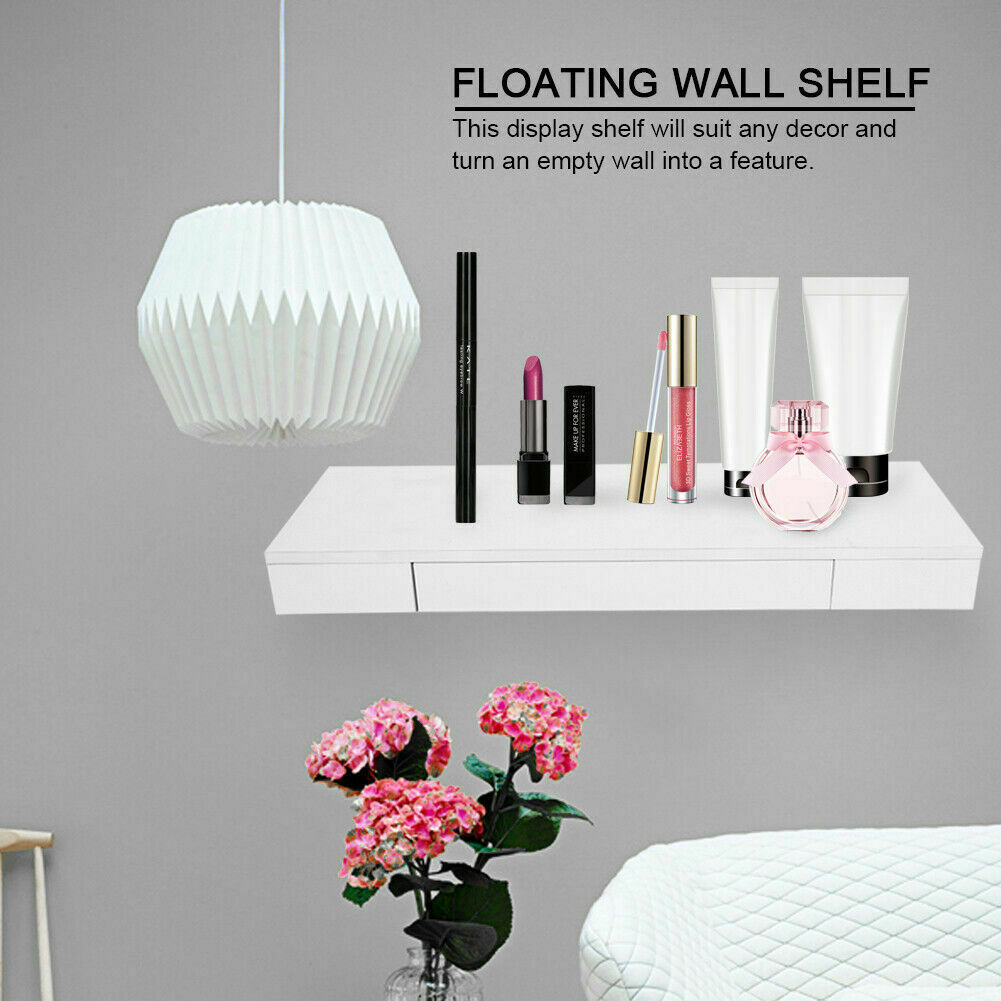 Wall Mounted Shelf 1 Drawer Floating Bedside Table Shelf Cabinet Nightstand Rack