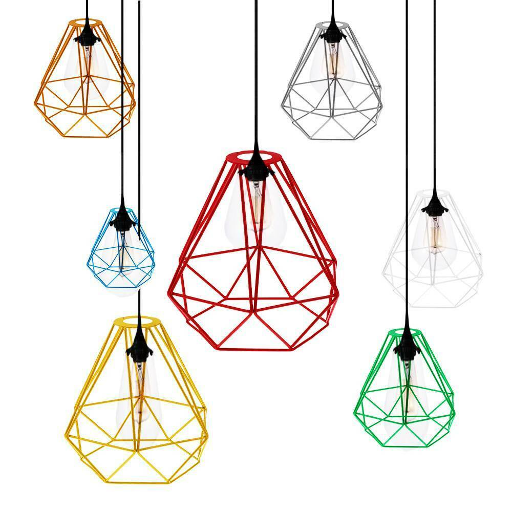 Pendant Light Shade Ceiling Industrial Geometric Wire Cage Lampshade Lamp Metal