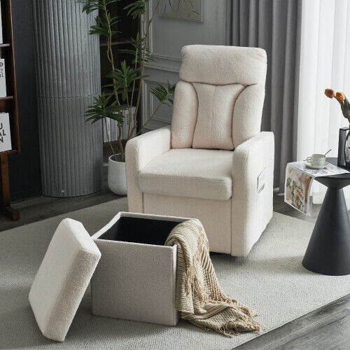 Swivel Chair with Ottoman Footrest Stool Armchair Single Padded Seat Sofa HT