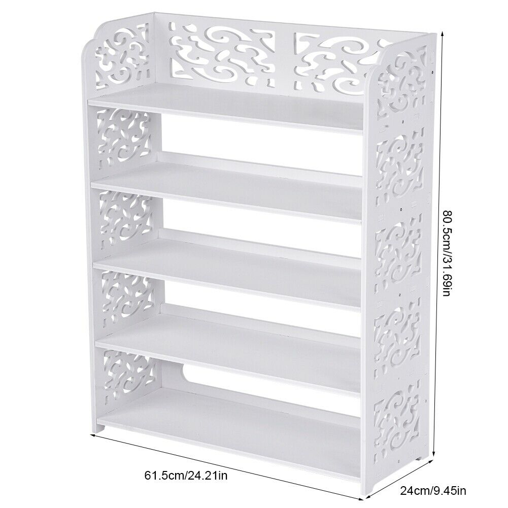 3/4/5 Tier White Shoe Rack Stand Storage Organiser Unit Shelf For Home Room