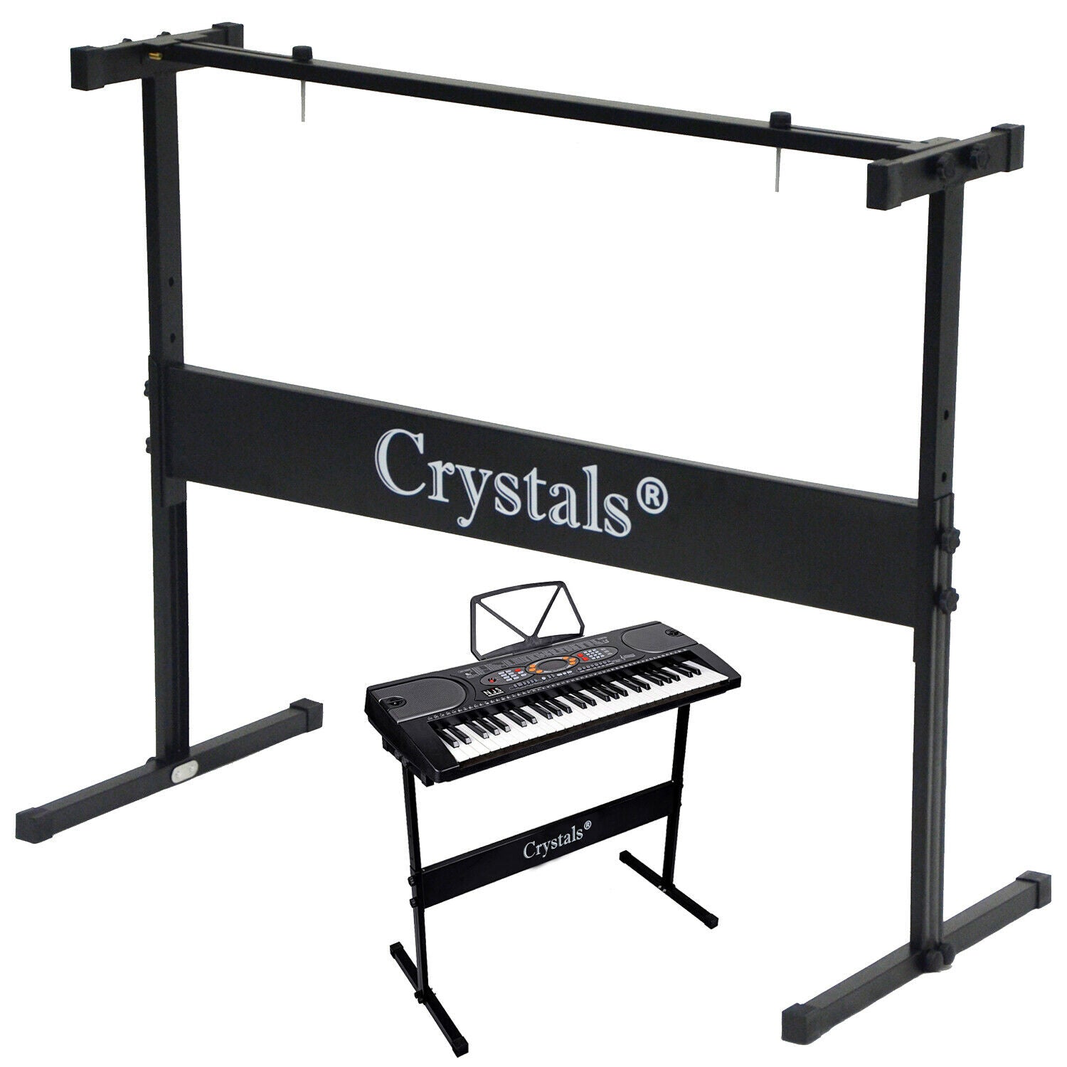 HEIGHT ADJUSTABLE RECTANGULAR FRAME FULL SIZE MUSIC PIANO KEYBOARD STAND & CHAIR
